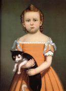 William Thompson Bartoll Gril and Cat France oil painting artist